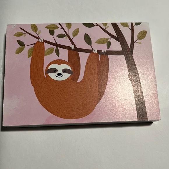 NWOT Pink Sloth Child's Wooden Bedroom Decor Painting - Picture 1 of 3